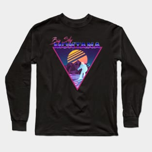 Retro Vaporwave Ski Mountain | Big Sky Montana | Shirts, Stickers, and More! Long Sleeve T-Shirt